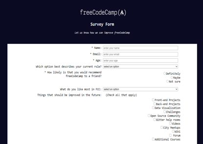 FreeCodeCamp-Responsive-Web-Design-Certification-Projects : Build a Survey Form